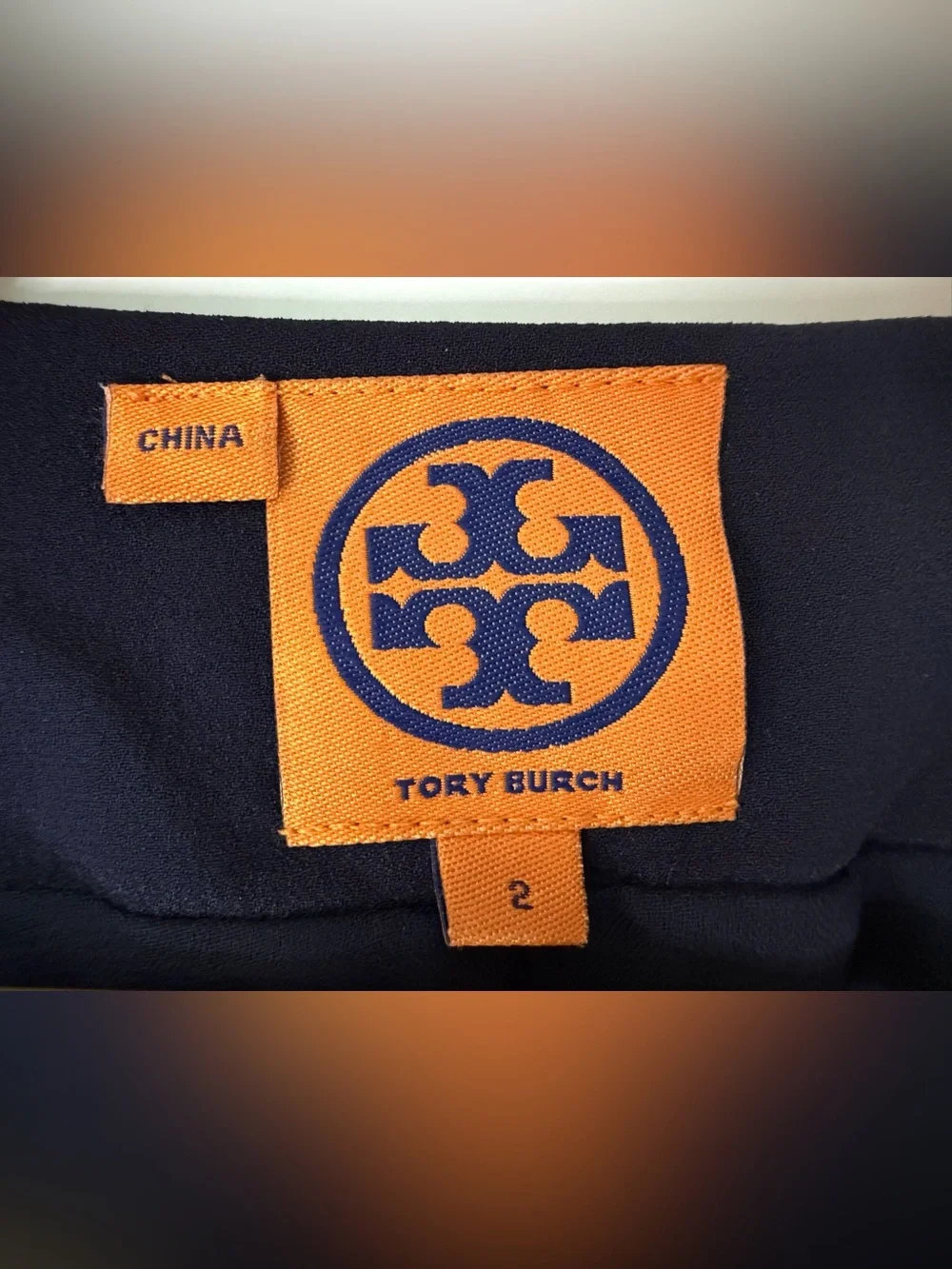 Tory Burch Waltraud Silk Tiered Bow Top Navy Blue Size 2